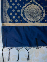 Banarasi Chanderi Cotton Zari Woven Dupatta-Blue