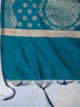 Banarasi Chanderi Cotton Zari Woven Dupatta-Teal Blue