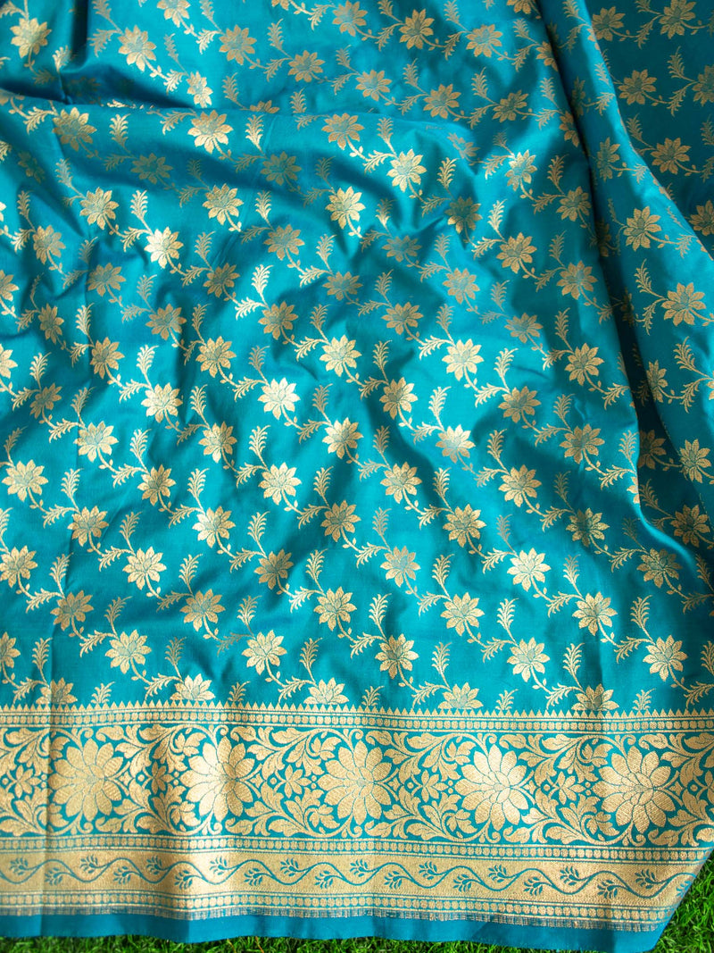 Banarasi Art Silk Half & Half Saree With Meenakari Weaving-Pink & Blue