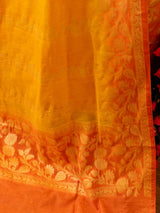 Banarasi Cotton Silk Zari Salwar Kameez Dupatta Set-Orange