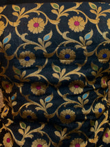 Banarasi Meenakari Semi Silk Salwar Kameez Fabric With Dupatta-Black