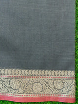 Banarasi Soft Cotton Resham Polka Dots Weaving Saree With Contrast Kinaari-Grey