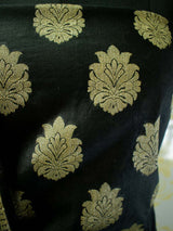 Banarasi Salwar Kameez Cotton Silk Floral Zari  Weaving Fabric-Black