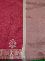 Banarasi Cotton Silk Saree With Zari & Meena Weaving Border-Red