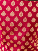 Banarasi Semi Silk Salwar Kameez Fabric With Zari Weaving-Red