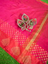 Banarasi Cotton Silk Saree With Satin Skirt Border-Magenta