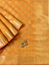 Banarasi Semi Silk Saree With Zari Buti Weaving -Mustard Yellow
