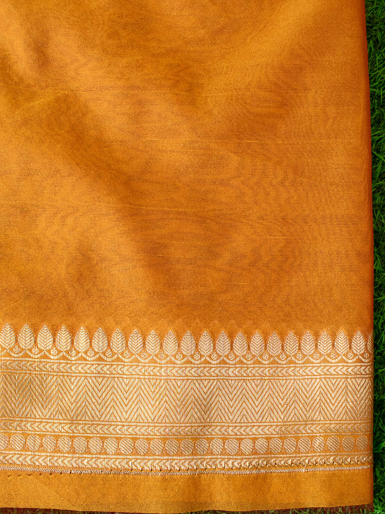 Banarasi Semi Silk Saree With Zari Buti Weaving -Mustard Yellow