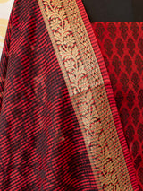 Banarasi Cotton Silk Resham Weaving Salwar Kameez Material  With Dupatta-Red