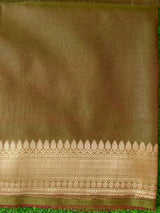 Banarasi Semi Silk Saree With Zari Buti Weaving -Mehndi Green
