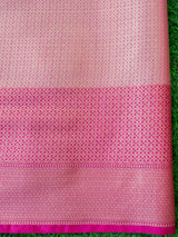 Banarasi Organza Mix Saree With Contrast Border-Pink