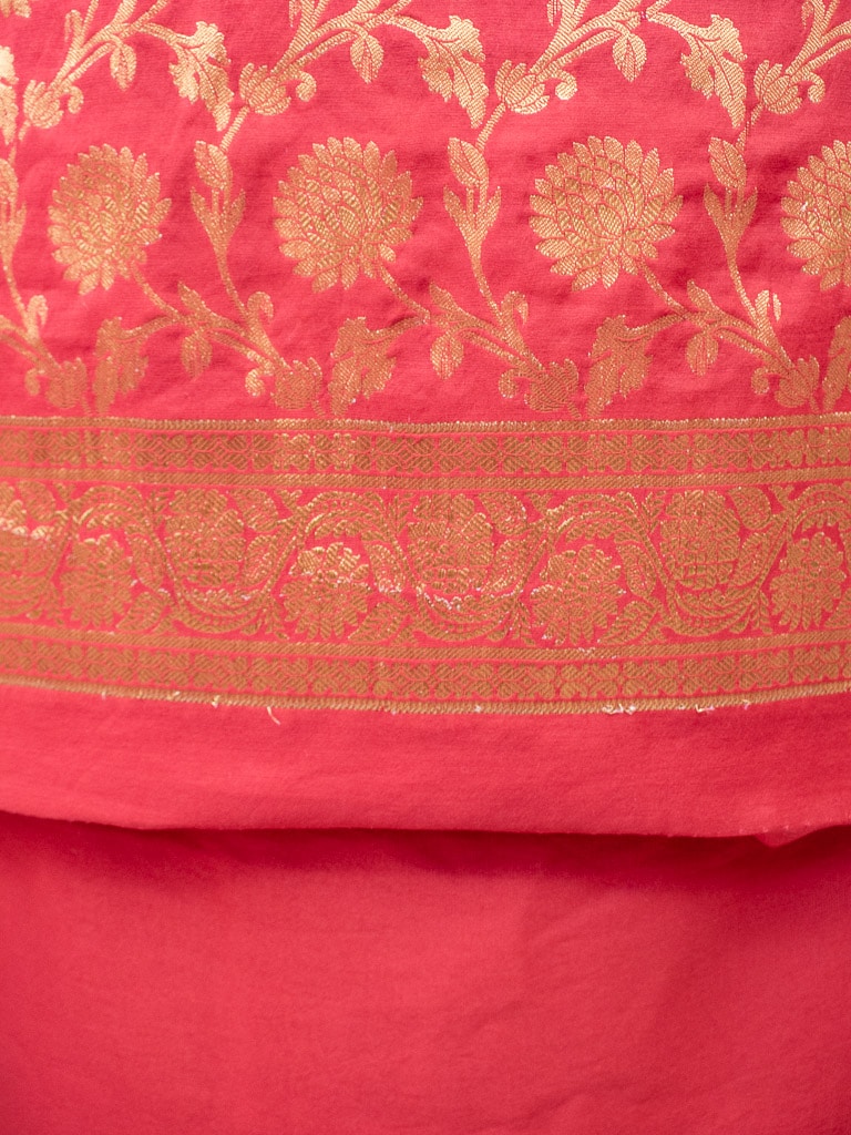 Banarasi Semi Silk Salwar Kameez Jaal Weaving Fabric With Dupatta-Red