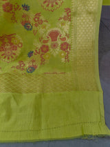 Banarasi Meenakari Semi Silk Salwar Kameez Fabric With Dupatta-Lemon Yellow