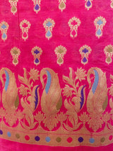 Banarasi Meenakari Semi Silk Salwar Kameez Fabric With Dupatta-Pink