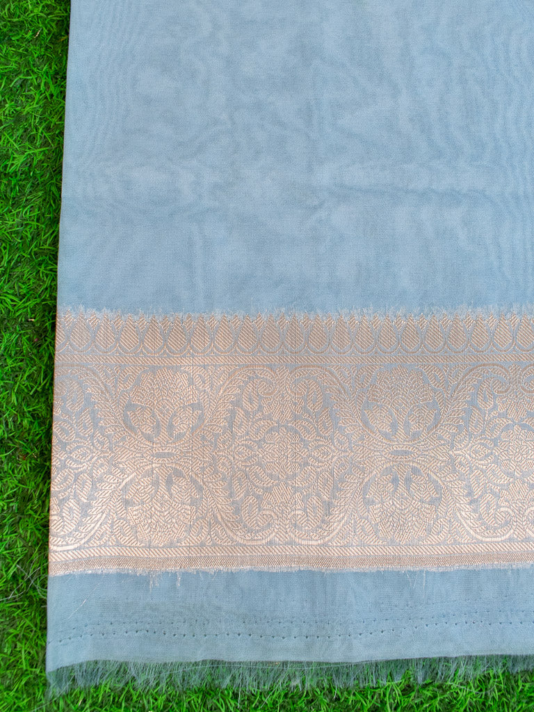 Banarasi Semi Silk Saree With Jaal Zari & Meena Weaving-Powder Blue