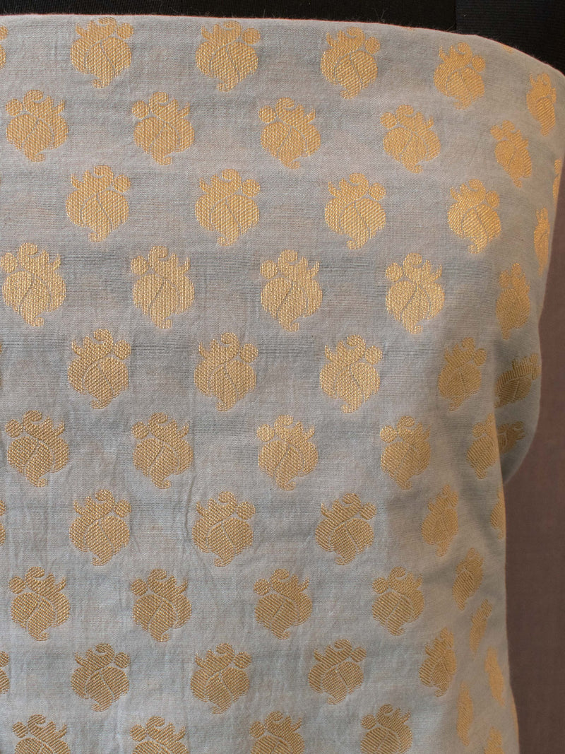 Banarasi Salwar Kameez Soft Cotton Zari Buti Fabric With Dupatta-Grey