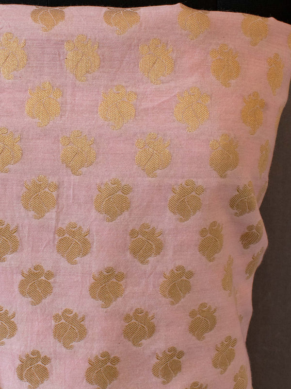 Banarasi Salwar Kameez Soft Cotton Zari Buti Fabric With Dupatta-Pink