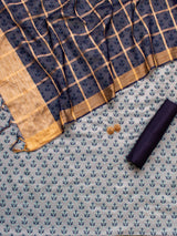 Banarasi Semi Silk Resham Weaving Salwar Kameez Material With Dupatta-Pastel Blue