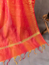 Banarasi Chanderi Cotton Salwar Kameez Material With Buti Dupatta-Orange
