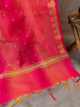 Banarasi Chanderi Cotton Salwar Kameez Material With Buti Dupatta-Pink