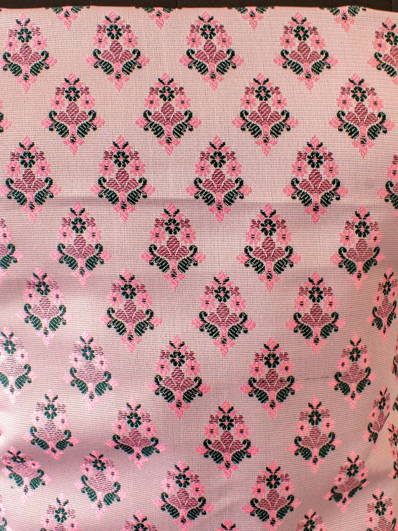 Banarasi Semi Silk Resham Weaving Salwar Kameez Material With Contrast Dupatta-Pink