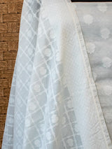 Banarasi Salwar Kameez Soft Cotton Rasham Weaving Fabric With Dupatta-Grey