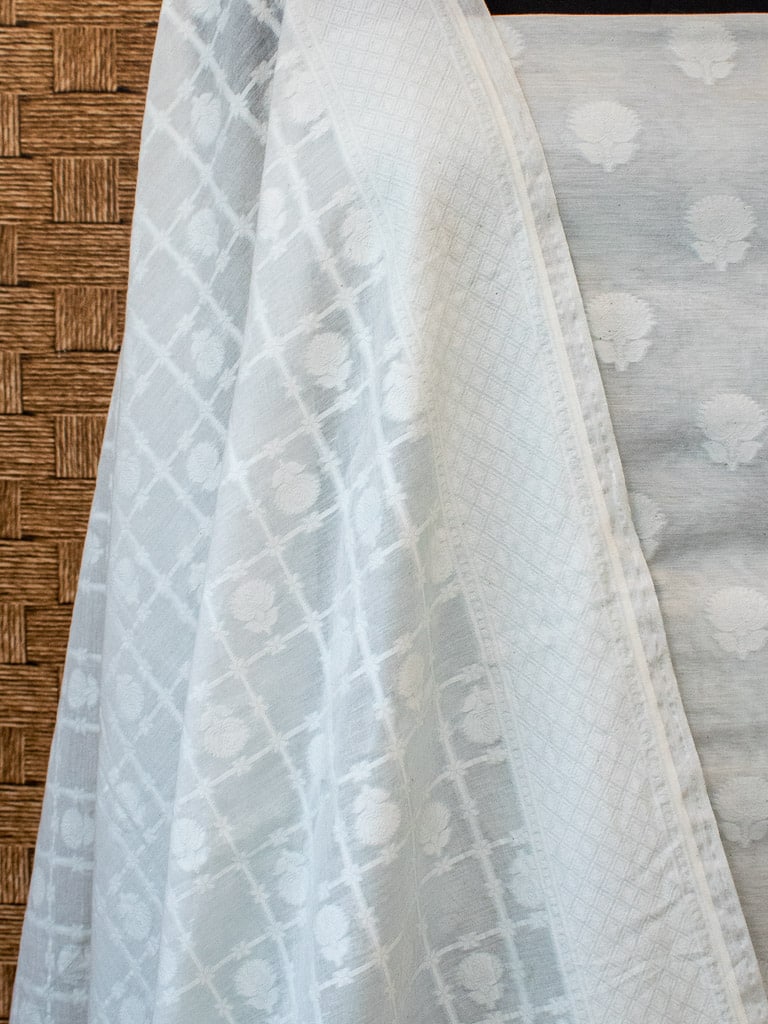 Banarasi Salwar Kameez Soft Cotton Rasham Weaving Fabric With Dupatta-Grey