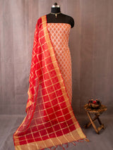 Banarasi Semi Silk Resham Weaving Salwar Kameez Material With Dupatta-Orange