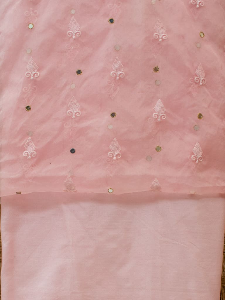 Banarasi Salwar Kameez Soft Cotton Rasham Weaving Embroidered  Fabric With Dupatta-Pink