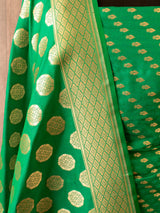 Banarasi Art Silk Salwar Kameez Fabric With Zari Weaving-Green