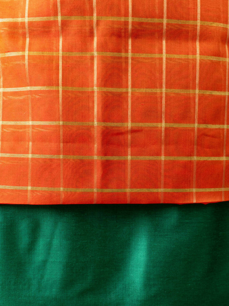 Banarasi Cotton Silk Salwar Kameez Material With Buti Dupatta-Orange
