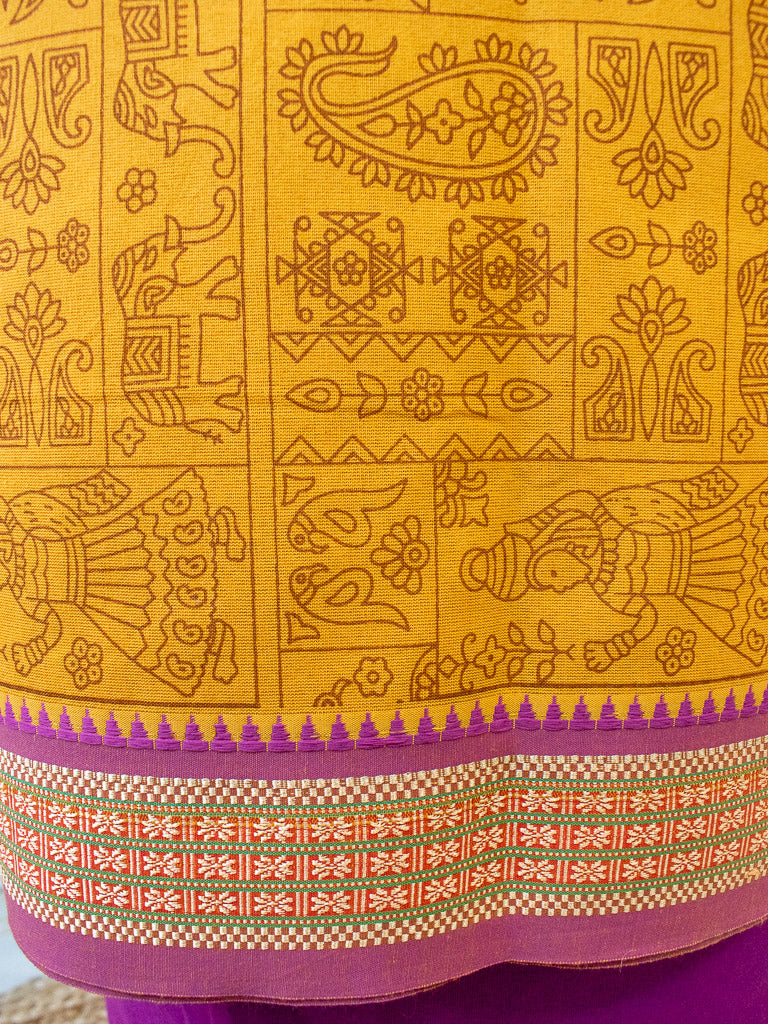 Puneri Soft Cotton Printed Salwar Kameez-Purple & Yellow