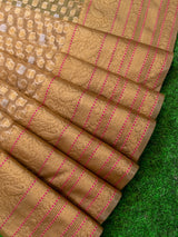 Banarasi Kora Saree With Silver Zari Buti Weaving-Dull Gold