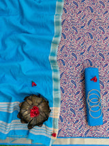 Puneri Soft Cotton Printed Salwar Kameez-Blue
