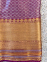Banarasi Kora Muslin Saree With Tanchoi Weaving & Skirt Border-Violet