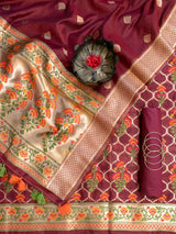 Banarasi Art Silk Dual Shade Printed Salwar Kameez With Dupatta-Maroon