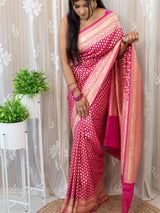 Banarasi Pure Khaddi Georgette Saree With Zari Buti Weaving-Pink