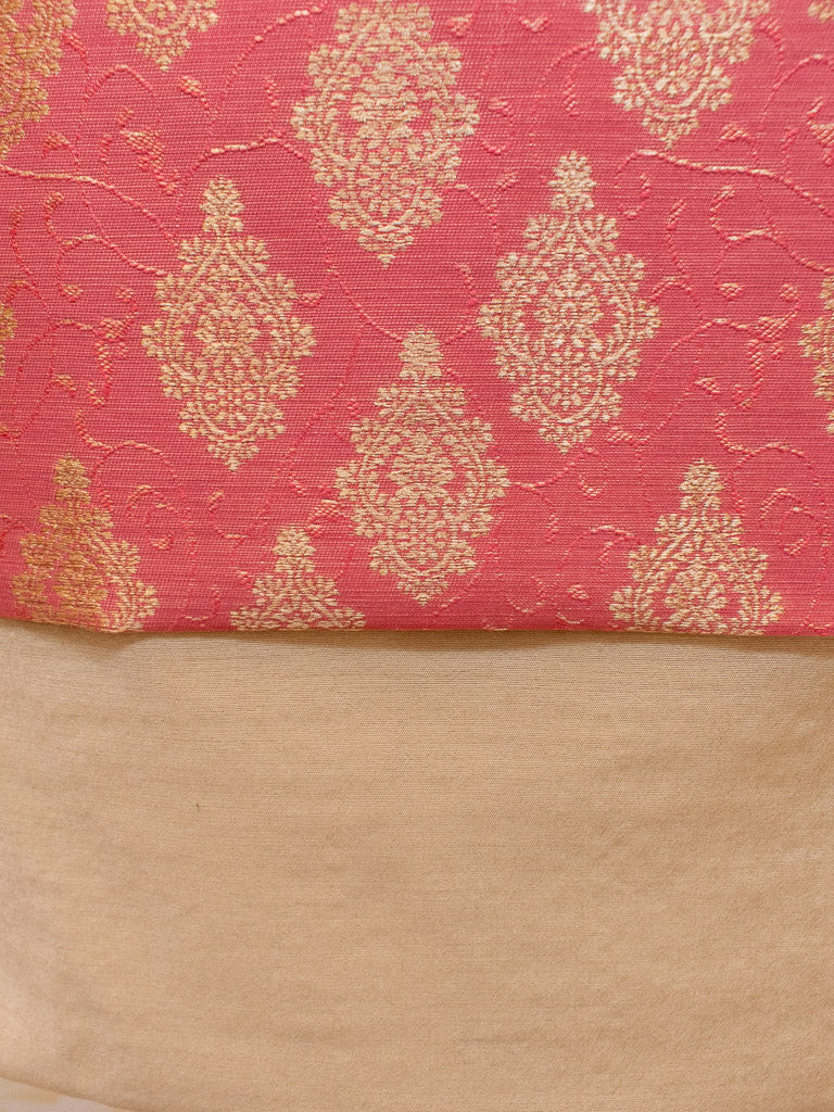 Banarasi Cotton Silk Salwar Kameez Fabric Resham Weaving & Jaal Dupatta-Pink & Beige