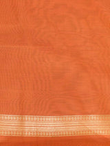 Banarasi Dupion Linen Saree With Silver Buti Weaving-Peach