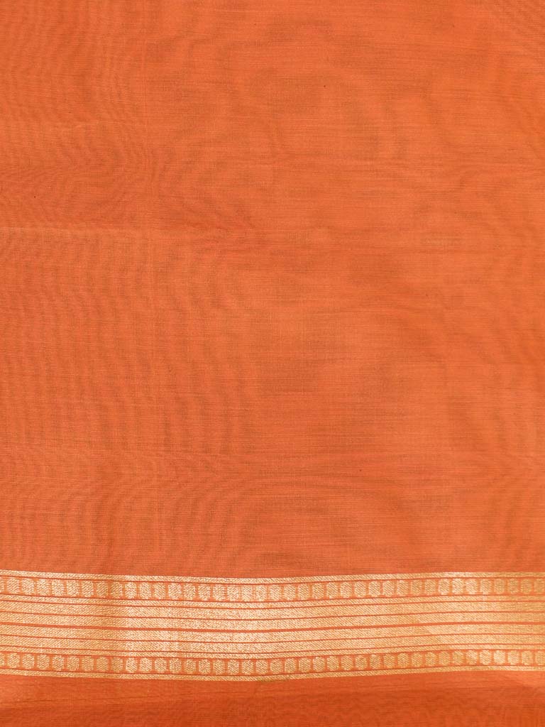 Banarasi Dupion Linen Saree With Silver Buti Weaving-Peach