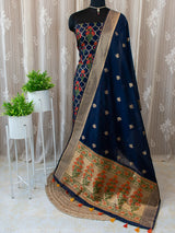 Banarasi Art Silk Dual Shade Printed Salwar Kameez With Dupatta-Blue