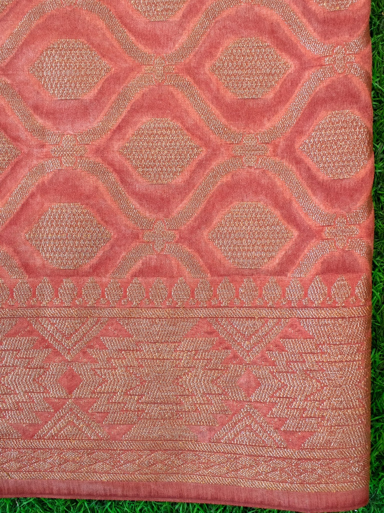 Handpainted Banarasi Semi Dupion Silk Saree With Zari Border-White