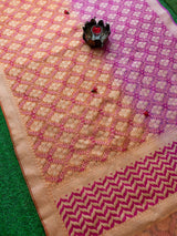Banarasi Semi Georgette Saree With Zari Jaal Weaving-Orange & Pink