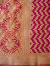 Banarasi Semi Georgette Saree With Zari Jaal Weaving-Orange & Pink
