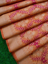 Banarasi Semi Georgette Saree With Zari Jaal Weaving-Orange & Pink