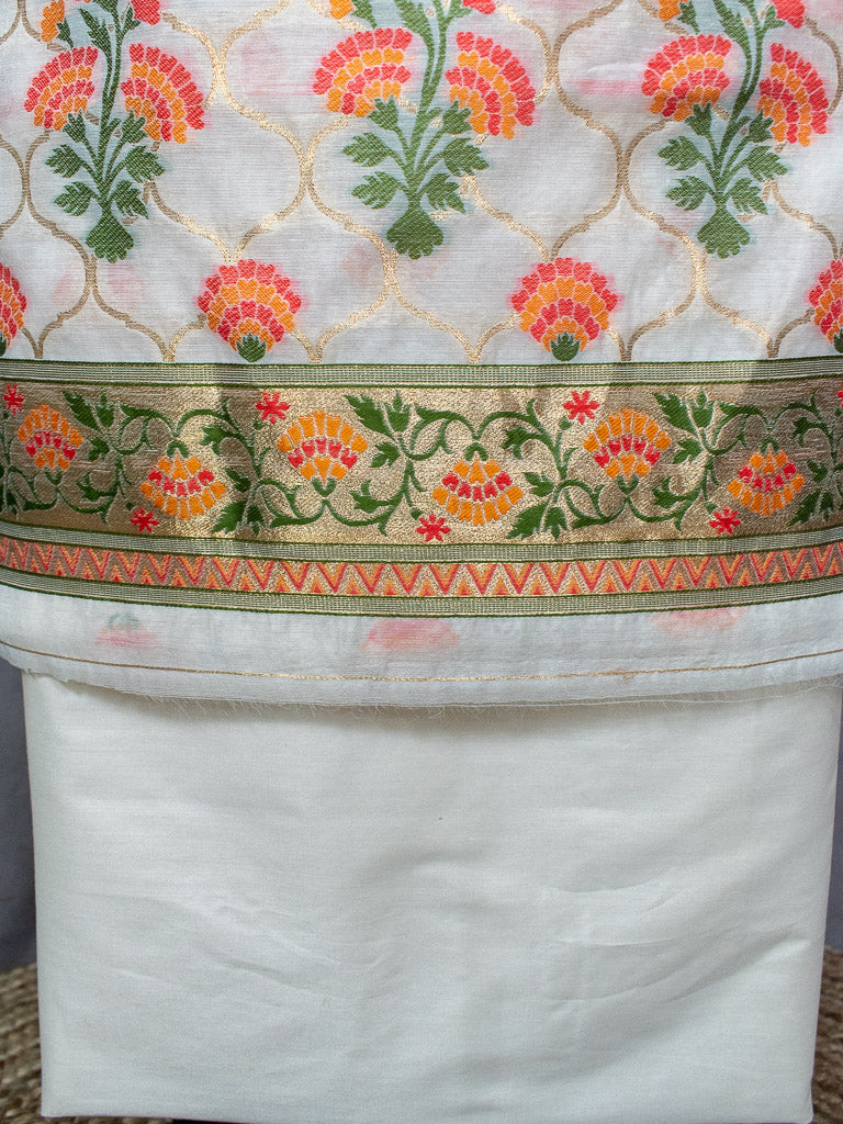 Banarasi Art Silk Dual Shade Printed Salwar Kameez With Dupatta-Off White