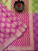 Banarasi Semi Georgette Saree With Zari Jaal Weaving-Pink & Green