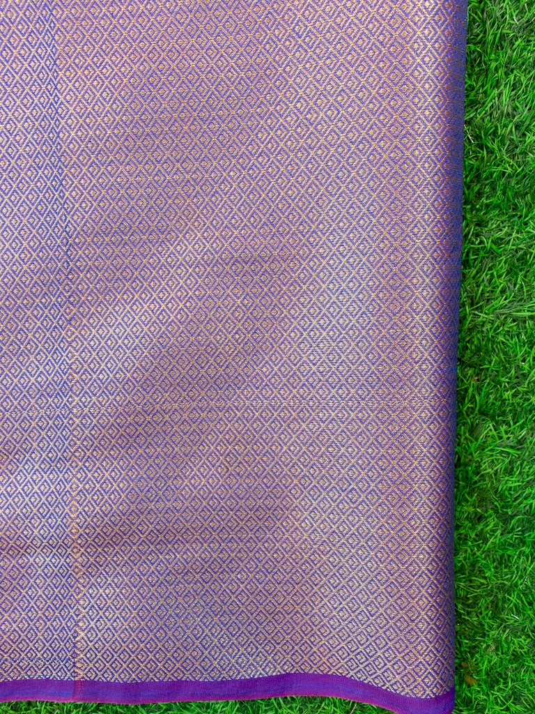 Banarasi Semi Silk Saree With Antique Zari Buta Weaving-Purple