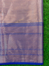 Banarasi Semi Silk Saree With Contrast Floral Buti Weaving Border-Blue