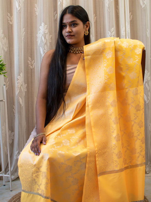 Banarasi Art Silk Silver Zari Dupatta-Yellow